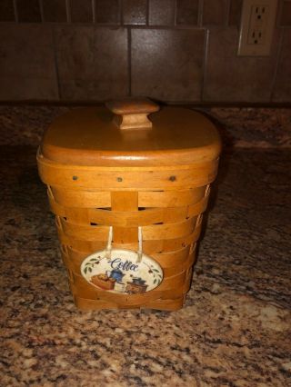 Longaberger Small Spoon Basket With Lid And Coffee Tie On