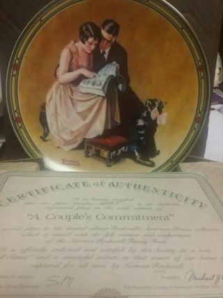 Norman Rockwell Plate " A Couples Commitment " By Knowles 1985