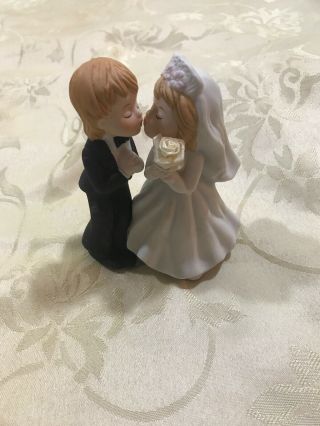Vintage LEFTON Bride & Groom Figurine 03567 - 1983 Wedding Cake Topper 3