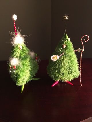 Set Of 2 Department 56 Krinkles Patience Brewster Christmas Tree Woman Ornaments