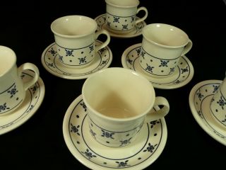 Biltons Vintage Coffee Tea Set Cups Plates Set Of 6 Navy Blue Floral & Cream