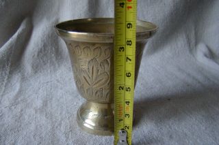 Vintage Solid Brass Candle Votive Holder w/ Etched Design 521520 5