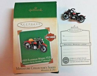 1933 Flathead Model Vld Harley Davidson Motorcycle Mini Ornament - Hallmark 2004