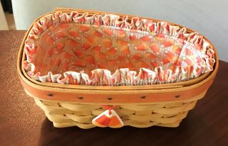 Longaberger 1999 Candy Corn Basket Combo - Liner,  Protector & Tie - On