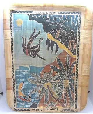 Bamboo Pacific Islands Legend Of Two Lovers Souvenir Serving Tray 16 X 12