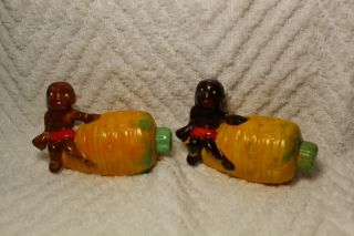 Vintage Native Kids On A Carrot Salt And Pepper Shakers