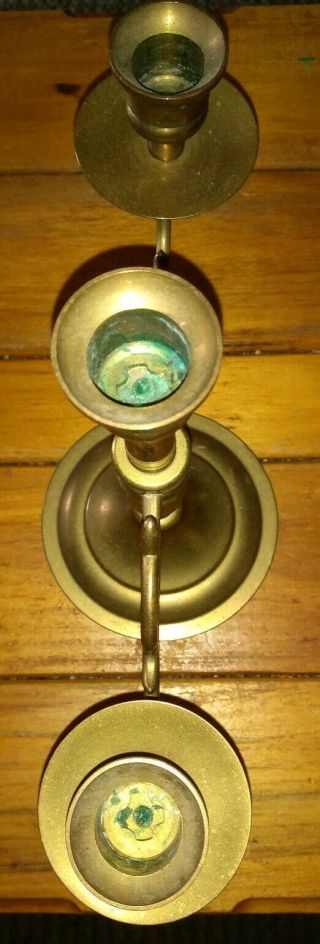 Vintage Brass 3 Candle Candelabra Ornate 8.  5” Candlestick Holder Decorate Gothic 2