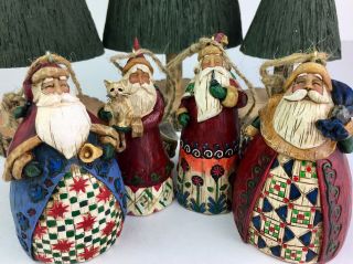 Jim Shore Santa Ornaments Set Of 4 107461 Heartwood Creek Christmas Ornaments