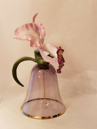 The Franklin 1987 Porcelain Orchid Flower and Glass Bell 3