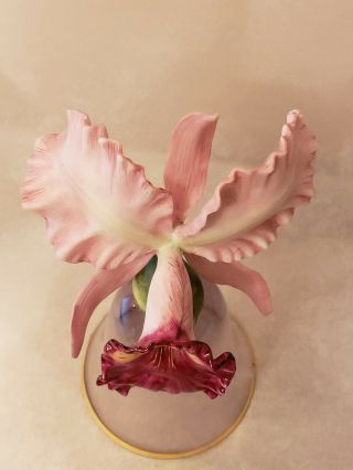The Franklin 1987 Porcelain Orchid Flower and Glass Bell 6