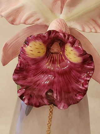 The Franklin 1987 Porcelain Orchid Flower and Glass Bell 7
