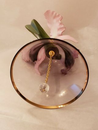 The Franklin 1987 Porcelain Orchid Flower and Glass Bell 8