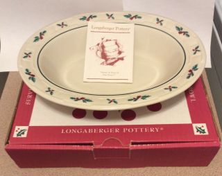 Longaberger Pottery Serving Bowl 11” Traditional Holly