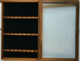 24 Spoon Wood Wall Display Cabinet Rack Holder Glass Door Souvenir Maple
