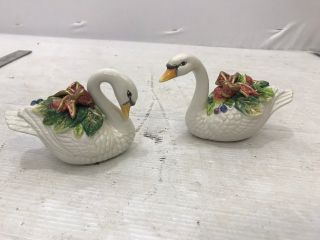 Fitz And Floyd Swans Salt & Pepper Shakers