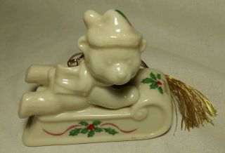 Lenox Porcelain Christmas Keepsakes Ornament Holiday Teddy Bear Sled Holly 1996