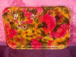 Vintage Bright Retro Funky Flowered 60s - 70s? Malmac ? Flowers Serving Tray Wow