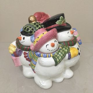Fitz And Floyd Classics Snowman Cookie Jar Christmas Frosty Holiday Folk