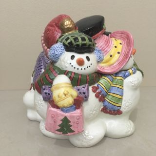Fitz And Floyd Classics Snowman Cookie Jar Christmas Frosty Holiday Folk 2