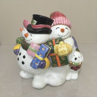 Fitz And Floyd Classics Snowman Cookie Jar Christmas Frosty Holiday Folk 5
