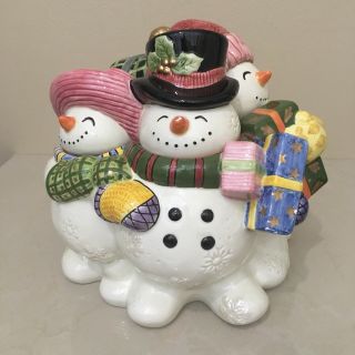 Fitz And Floyd Classics Snowman Cookie Jar Christmas Frosty Holiday Folk 8