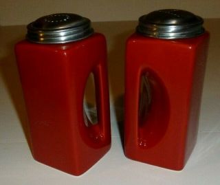 Oggi Ceramic Salt & Pepper Shaker Set With Stainless Steel Tops Red