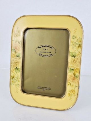 The Bucklers Inc Enamel Picture Frame 5 X 7 Yellow Metal Wooden Swivel Back