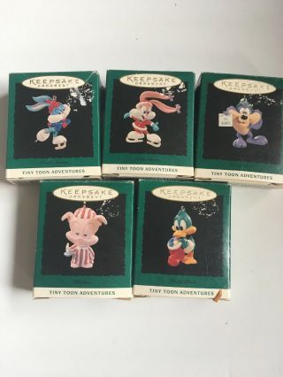 Set Of 5 Hallmark Looney Toon Tiny Toon Adventures Ornaments - Adorable W/ Bixes