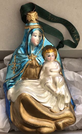 Polonaise Collectible Christmas Glass Ornament From Poland “madonna & Child” Ex