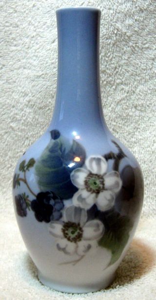 A Vintage Royal Copenhagen Floral Blackberry Branch Vase 288/43a