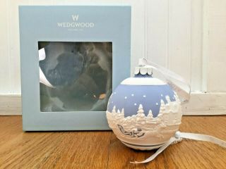 Wedgewood " Sleigh Ride " Christmas Ornament Ball Ceramic Decoration W/ Box