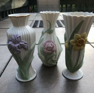 Set Of 3 Lenox American By Design Rose Bud Vases Floral Design Cond