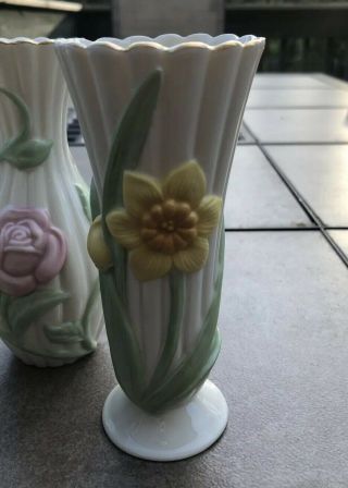 Set of 3 Lenox American by Design Rose Bud Vases Floral Design Cond 2