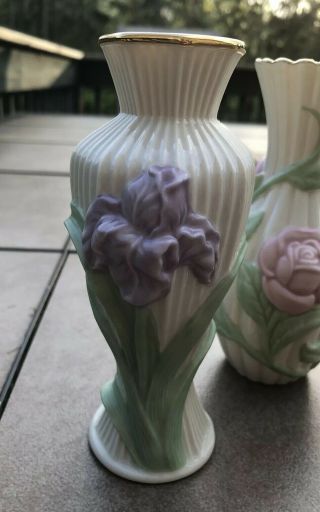Set of 3 Lenox American by Design Rose Bud Vases Floral Design Cond 4
