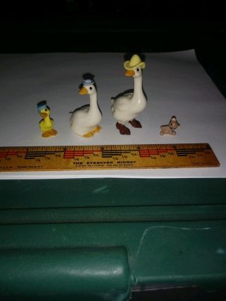 Vintage Hagen Renaker Miniature Mother Goose,  Father Goose,  And Baby Gosling