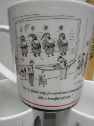 Restoration Hardware Yorker Cartoon Christmas Santa Coffee Mug Cup Set of 3 2