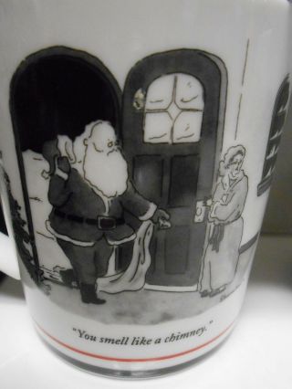 Restoration Hardware Yorker Cartoon Christmas Santa Coffee Mug Cup Set of 3 3