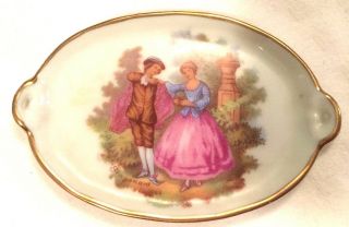 Limoges Miniature Platter 3 Inches By 2 Inches Man And Woman French