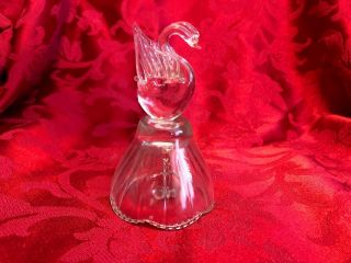 Vintage Swan Hand Dinner Bell Lead Crystal.  4 3/4 " Tall,  Clear