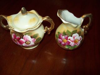 Vintage Miniature Ceramic Creamer Pitcher And Sugar Bowl W/ Lid Marked E2351