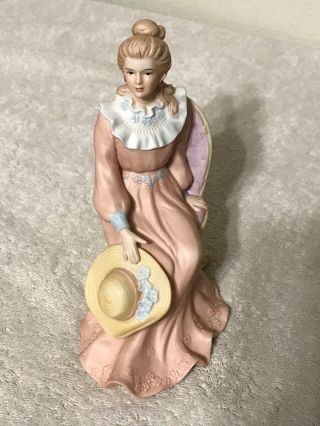 Homco Home Interiors Porcelain Figurine 1439 Lady In Chair Pink Dress Blonde