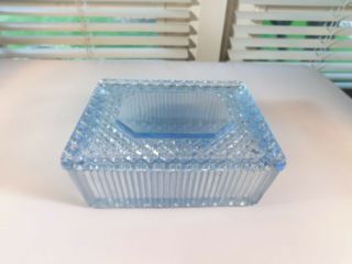Light Blue English Hobnail Glass Trinket Box
