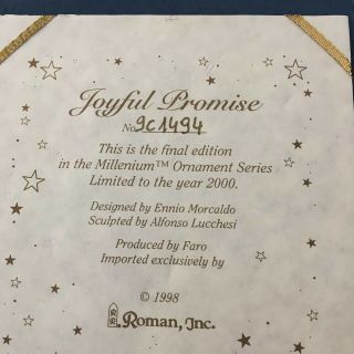 The Millenium Ornament Joyful Promise Limited Edition Roman Inc.  1998 5