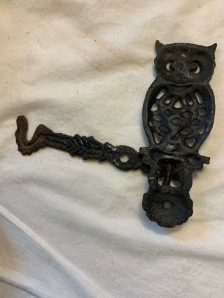 Pair Vintage Cast Iron Metal Owls Swivel Arm Wall Bracket Plant Hanger Hardware 5