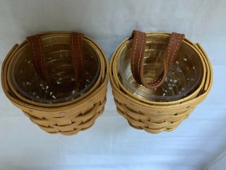 2003 Longaberger Extra Small Gatehouse Basket Set Of Two With Plastic Protector