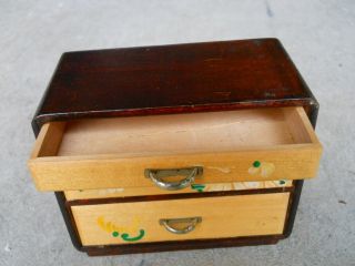 VINTAGE SMALL WOOD CHEST DRAWERS JEWELRY TRINKET BOX Flowers Floral Daisy 2