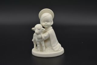 Goebel Hj19 Angel W/lamb White Porcelain Figurine 4 "