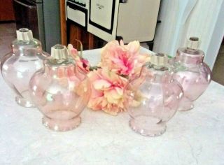 Vtg Votive Cups Peg Glass Candle Holders 4 Pink Celeste Home Interiors Euc