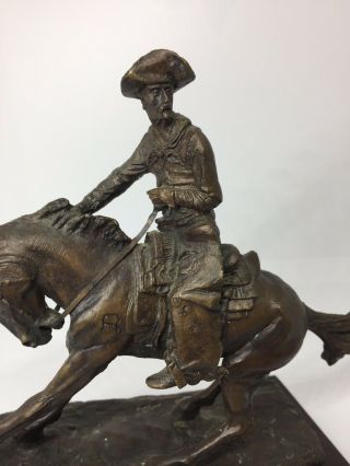 Frederic Remington The Cowboy Horse Bronze Colored Statue with Wood Stand 1988 2