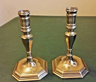 7” Candlesticks Holders Hampton Brass Vintage Pair 2 Hollywood Regency Classic